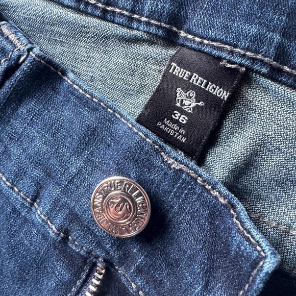 True Religion Rocco Jeans Mens 36 Blue Dark Wash Relaxed Skinny Denim Pants - Picture 3 of 8